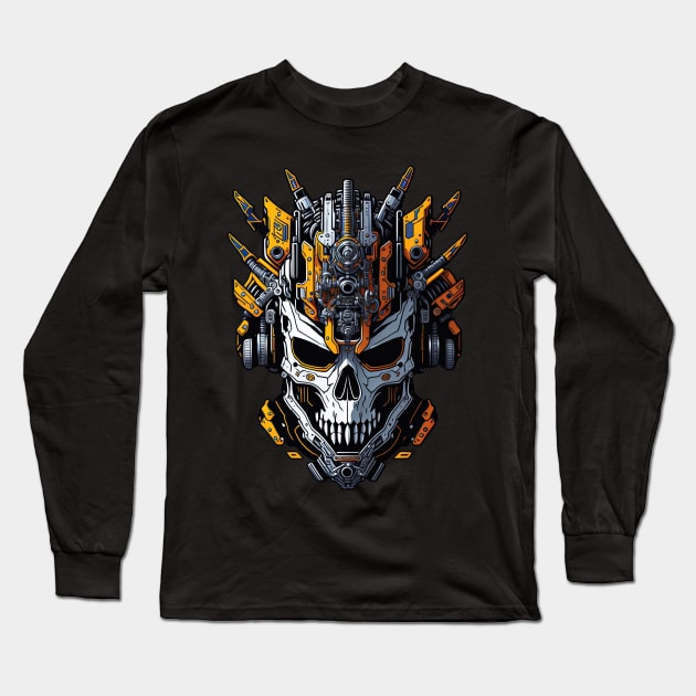 Mecha Skull S01 D51 Long Sleeve T-Shirt by Houerd